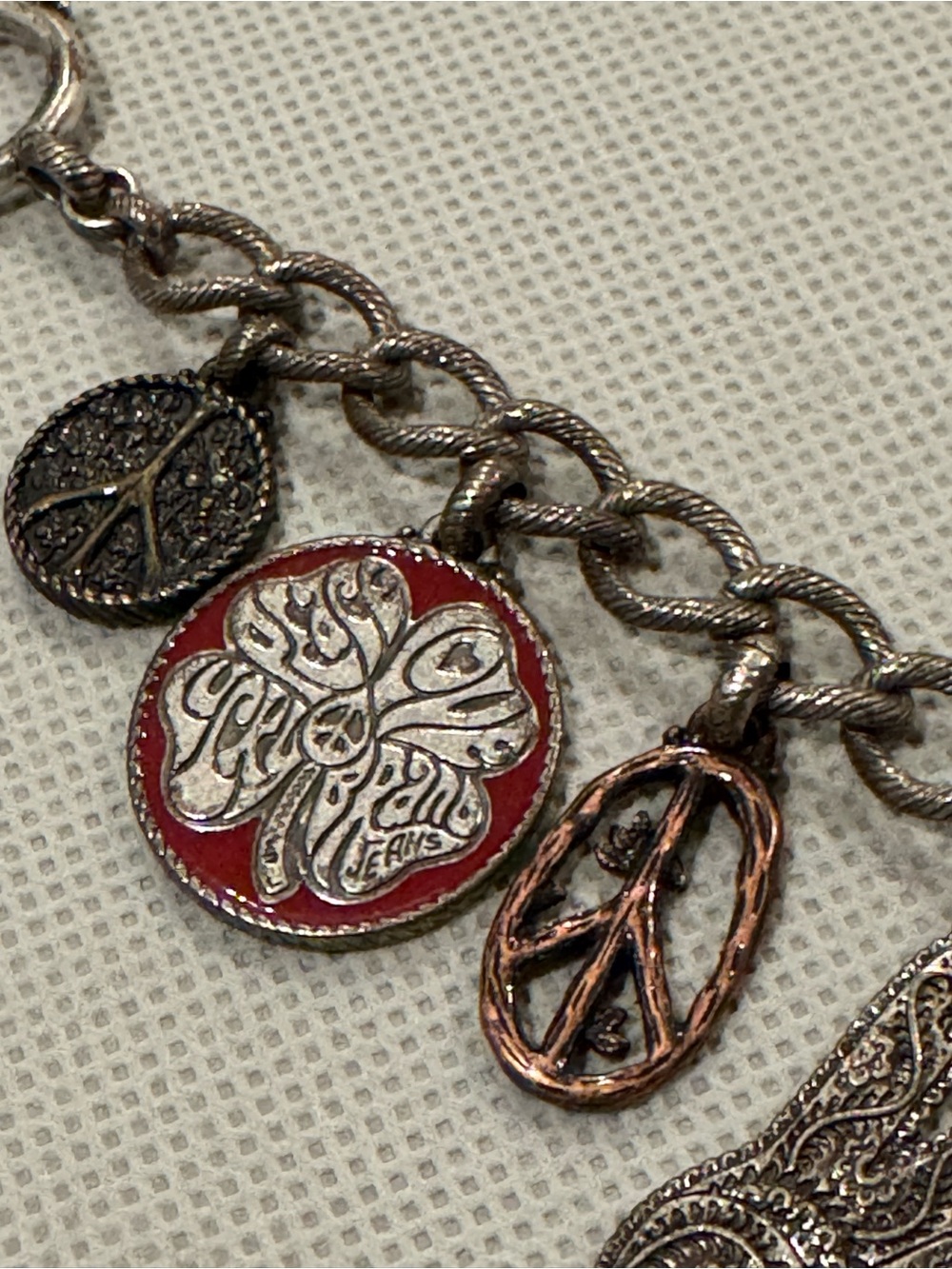 Lucky Brand Mixed Metal Charm Bracelet with Turquoise Flower Charm, 8” - Picture 6 of 6
